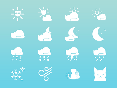 Weather Whiskers Icons cat icons cats clouds icons rain snow sun symbols weather weather cats weather icons weather whiskers