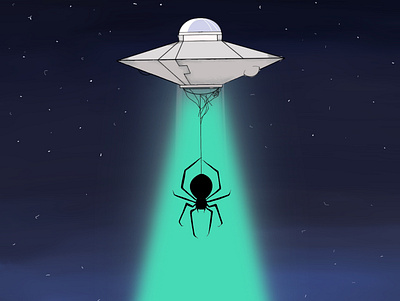 Invasion art design digital illustration invasion night procreate sky space spider ufo