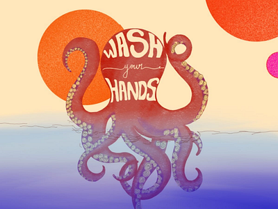 Wash your hands art awareness corona design healthy illustration octopus procreate quarantine safe wash water