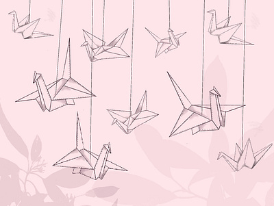Flight 52 art design digital illustration ink inktober ipad origami paper crane procreate