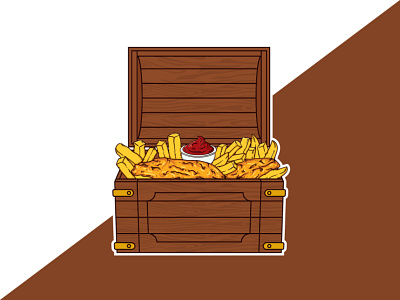 Fish and Chips Treasure box chips fish food pirate restaurant treasure