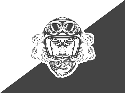 JUST VAPE beard black white cloud guy helmet rider smoke vape