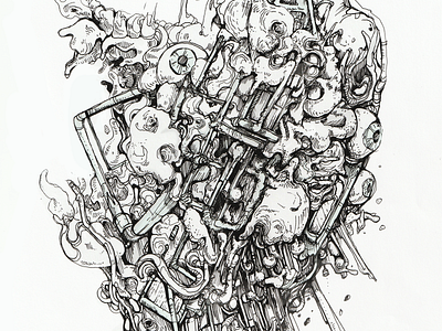 Brain tissue art black black white design doodle scribble