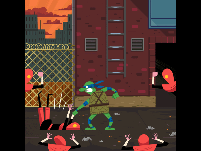 Leonardo Foot Flip andrew kolb animation bottleneck gallery gif illustration kolbisneat teenage mutant ninja turtles tmnt