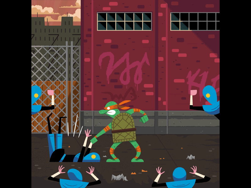 Michelangelo Foot Flip andrew kolb animation bottleneck gallery gif illustration kolbisneat teenage mutant ninja turtles tmnt