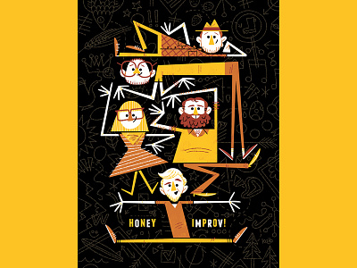 Honey Improv Poster andrew kolb comedy honey improv illustration kolbisneat poster
