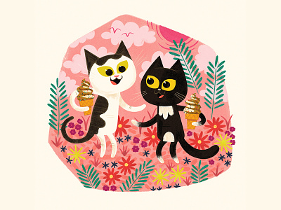 Summer Cats andrew kolb commission illustration james boorman kolbisneat