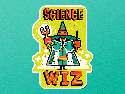 Science Wiz andrew kolb illustration kolbisneat math science sticker wizard