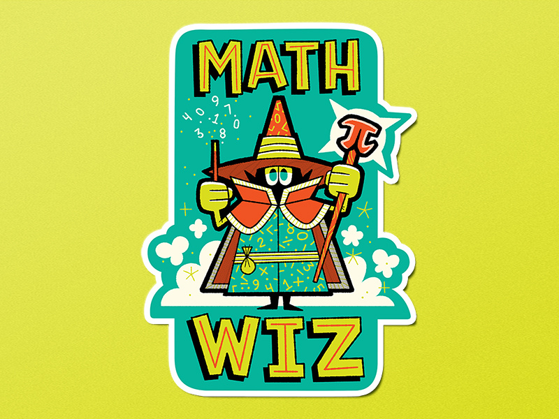 Math Wiz andrew kolb kolbisneat illustration wizard math science sticker