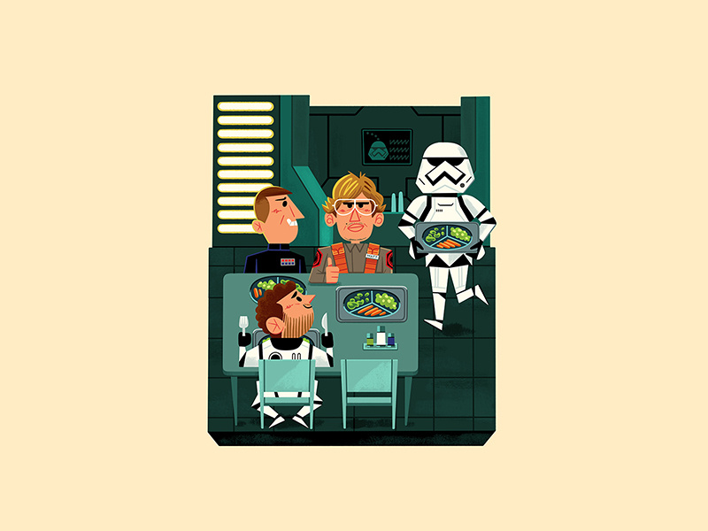 Teeny Tiny Break Room andrew kolb diorama illustration kolbisneat kylo ren matt the radar technician saturday night live snl star wars starkiller base teeny tiny undercover boss