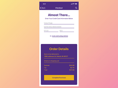 Daily UI 002 Check Out Screen app design flat type typography ui ux