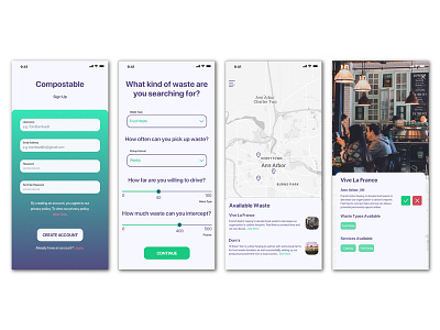 Compostable Screens app flat ui ui ux