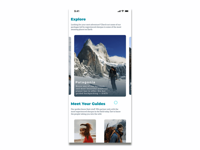 Travel App Carousel, Transition Animations