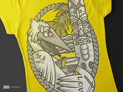 Pelicano | Tshirt Illustration beach illustration illustration art illustration design monument pelican sun tshirt tshirt art tshirt print tshirtdesign yellow