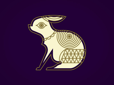 Woodland animals gold illustration rabbits