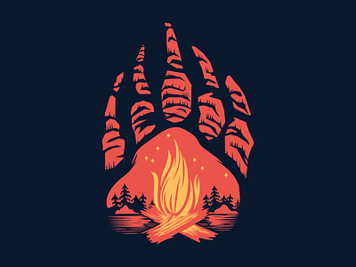 Stayin' Warm camping fire illustration