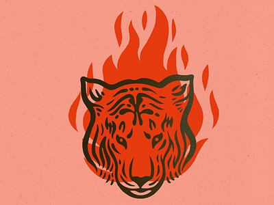 Tigris fire flash illustration print tiger