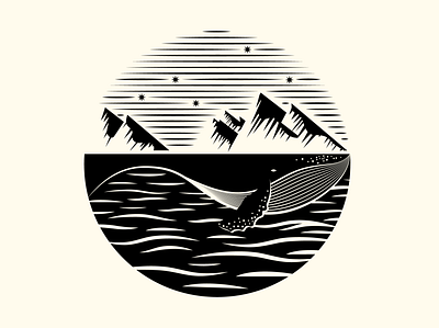 Whale Watch alaska illustration logo mountain print vector whale