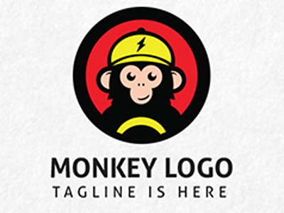 Monkey Builder Logo animal app art branding brown cartoon cheeky cute design happy logo mascot minimal monkey red typography vector web yellow zoo