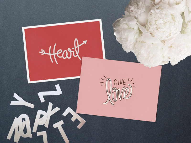 Two Love Cards love paper goods valentines heart mine pink red print printable free greeting