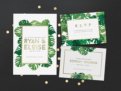 Tropical Invitation Cards brunch card greeting invitation palms postal rsvp shower summer template tropical wedding