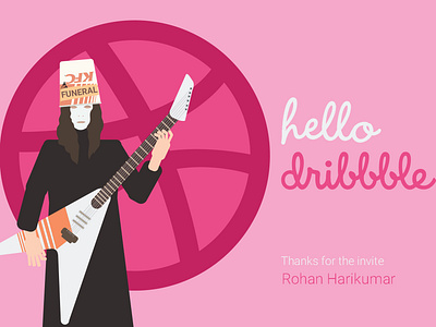 Hello Dribbble bucket head guitar hello dribbble illustraor illustration