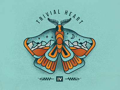 Trivial Heart illustration monoline moth mountains texture