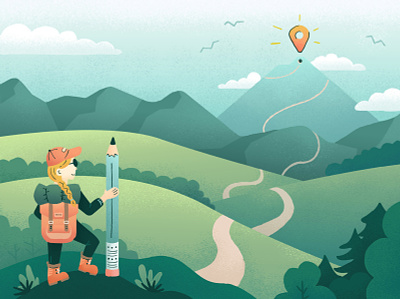 A Designer's Journey designer hiking illustration journey navigating texture