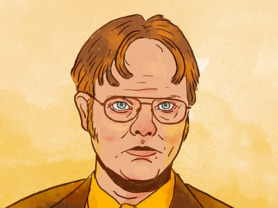 Dwight dwight illustration mustard brown portrait the office