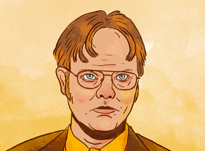 Dwight dwight illustration mustard brown portrait the office