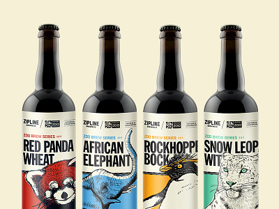 Zoo Brew Series animals beer label conservation illustration package design zipline zoo