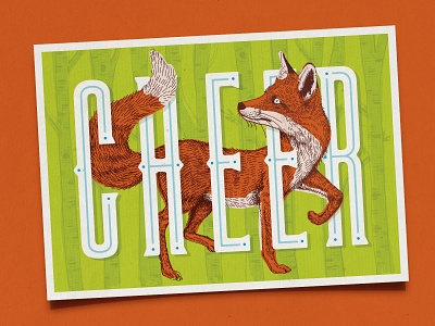 Christmas Fox cheer christmas fox illustration postcards typography