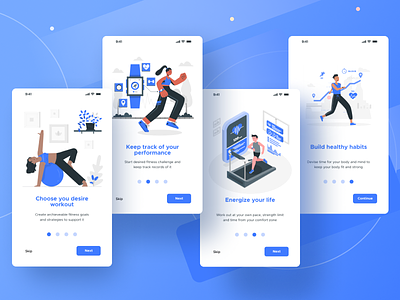 Onboarding screen for a mobile Fitness App