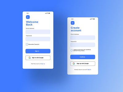 Mobile sign in and sign up screen Mockup app branding design flat icon minimal typography ui ux web
