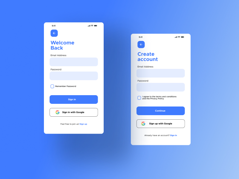 Mobile sign in and sign up screen Mockup by Ameh Ugbede on Dribbble