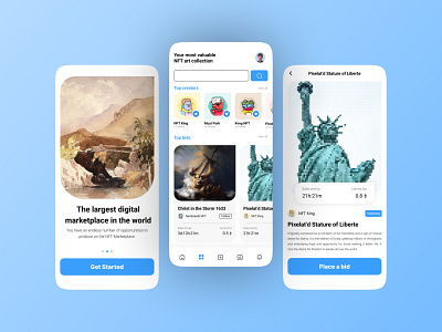 NFT Marketplace design metaverse mobile nft ui ux vector