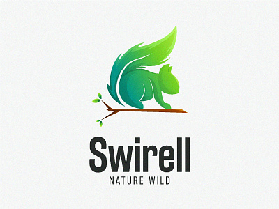 Squirell feather branding design feather graphicdesign green illustration logo logoanimal logotype media multimedia nature squirell wild