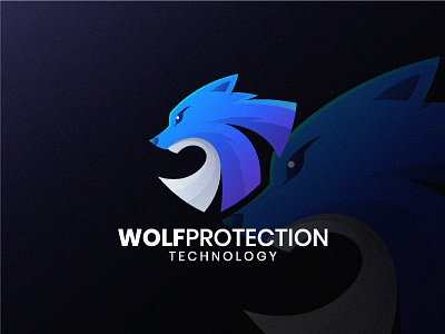 Wolf Protection blue branding colorful design dog graphicdesign logo logoanimal logotype protect safe security shield vector wildlife wolf