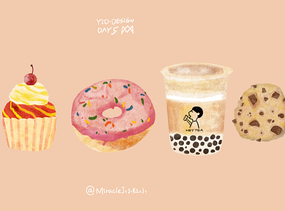 Cupcake Biscuit HeyTea Doughnut illustration