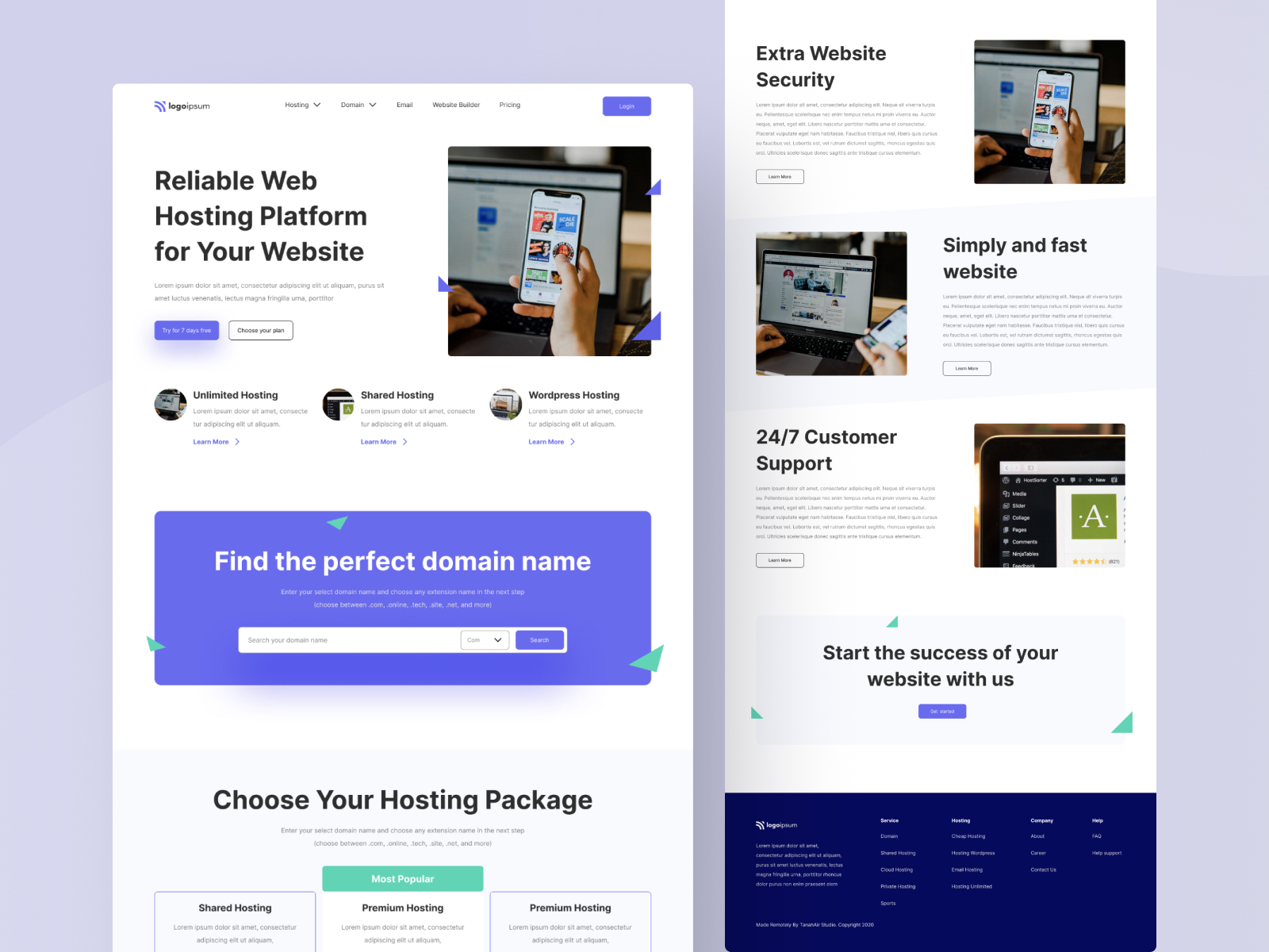 Hosting Service Landing Page By Tanahair Studio On Dribbble