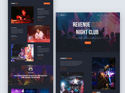 Revenue Neon Night Club Website clubbing dj event homepage landing landing page lifestyle nightclub nightlife ui design uiux web design website