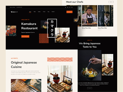 Kamakura Restaurant Website cafe chef eatery food homepage landing landing page reservation restaurant ui design uiux web design website