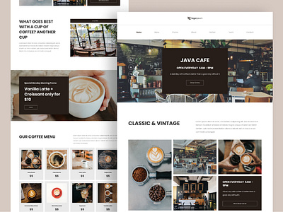 Java Cafe Restaurant Website cafe chef coffee coffee shop eatery food home homepage landing landing page restaurant ui design uiux web design website