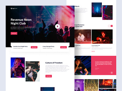 Revenue Neon Night Club Website clubhouse dj homepage landing landingpage lifestyle nightclub nightlife ui design uiux web design website