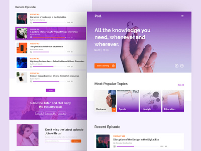 Podcast Website blog blogger homepage landing landing page personal podcast ui design uiux web design website