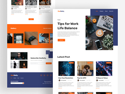 JoeDaily Personal Blog Website article blog blogger creator homepage landing landing page personal ui design web design website writer writing
