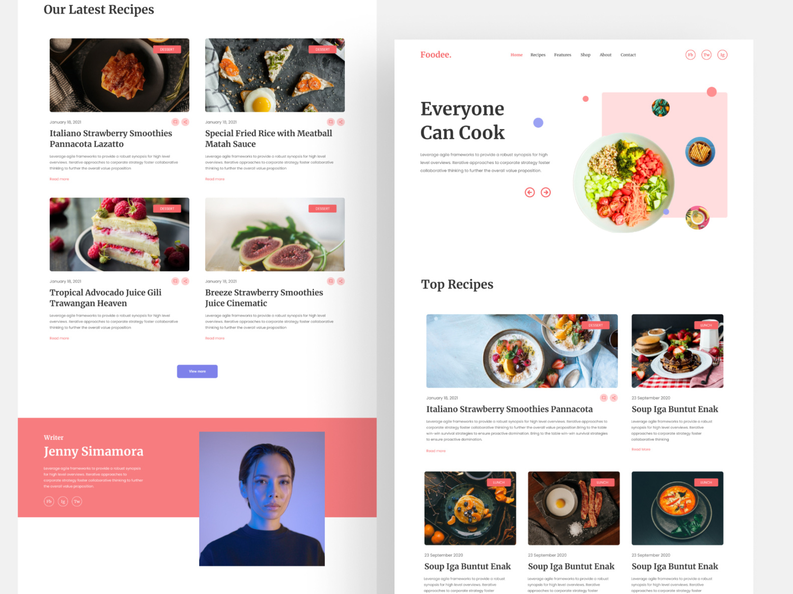 Food Recipe Website by TanahAir Studio on Dribbble