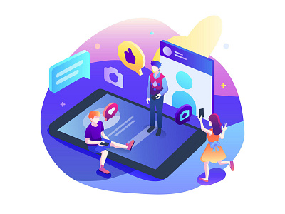 Social Media Vector Illustration connection figure flat illustration internet media mobile modern people smartphone social ui vector