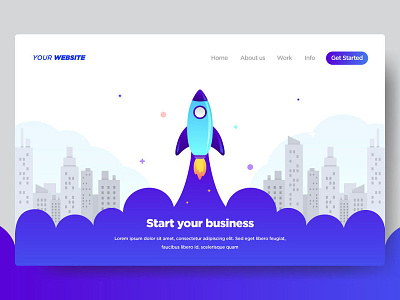 Startup Website Landing page illustration business flat illustration landing launch modern page rocket start startup ui up vector website