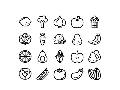 Fruits and Vegetables Icon Collection design food fruit healthy icon line modern symbol vegetable